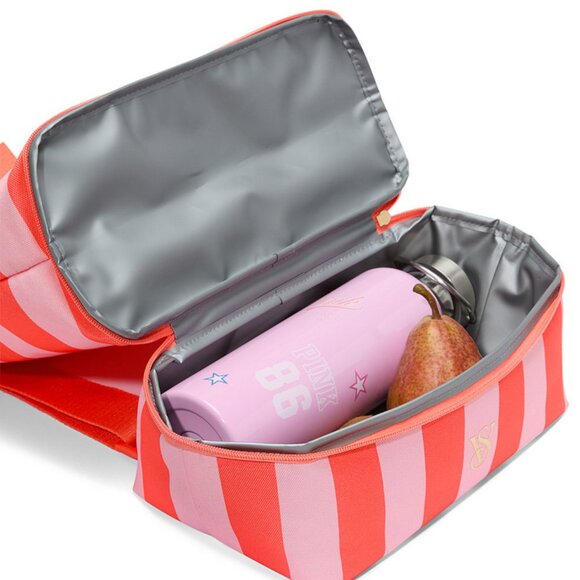 Victoria’s Secret Pink and Red Stripe Drawstring Cooler Backpack New With Tags - Picture 4 of 17
